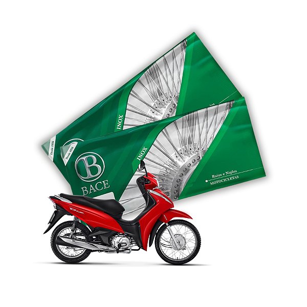 Jogo de Raios Aço Inox Polido 4mm Bace Dianteiro e Traseiro Biz 100 110 125 Abaixo de 2025