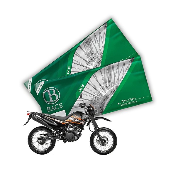 Jogo de Raios Aço Inox Polido 4mm Bace Dianteiro e Traseiro Xtz 125 X Motard