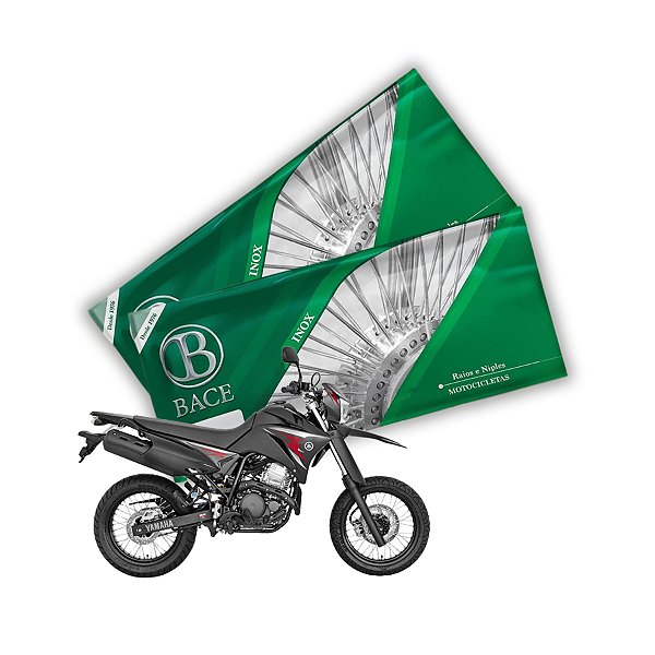 Jogo de Raios Aço Inox Polido 3,5mm Bace Dianteiro e Traseiro Xtz Lander 250 X Motard