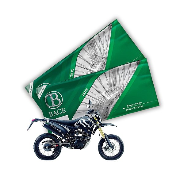 Jogo de Raios Aço Inox Polido 3,5mm Bace Dianteiro e Traseiro Stx 200 Motard