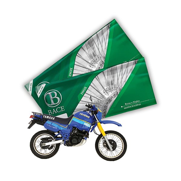 Jogo de Raios Aço Inox Polido 3,5mm Bace Dianteiro e Traseiro Ténéré 600