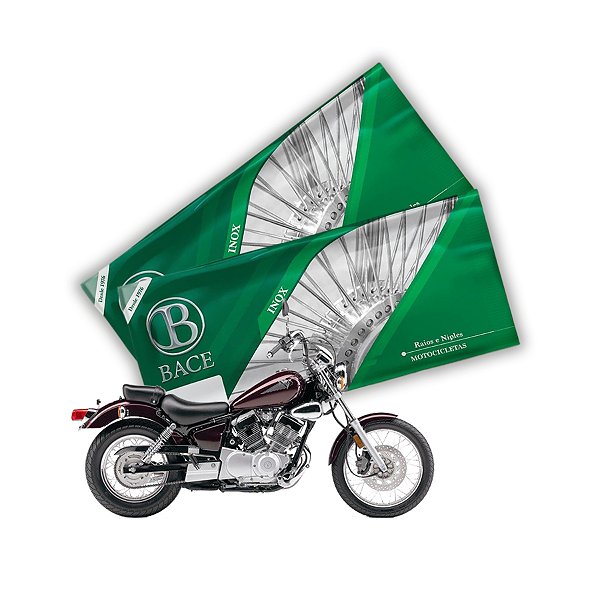 Jogo de Raios Aço Inox Polido 3,5mm Bace Dianteiro e Traseiro Virago 250 Xv