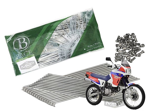 Jogo de Raios Aço Inox Polido 4mm Bace Dianteiro e Traseiro Nx 350 Sahara