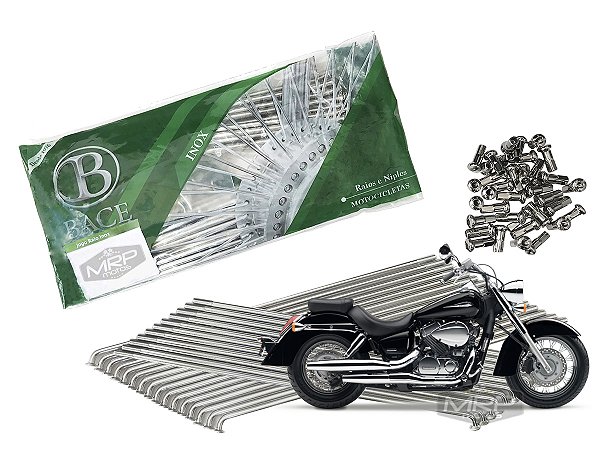 Jogo de Raios Aço Inox Polido 4mm Bace Dianteiro e Traseiro Shadow 600