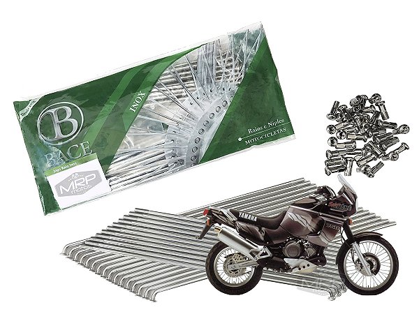 Jogo de Raios Aço Inox Polido 4mm Bace Dianteiro e Traseiro Super Ténéré 750