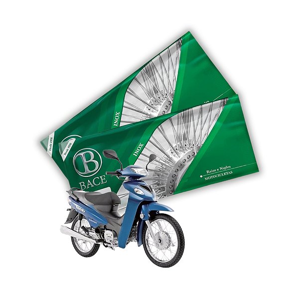 Jogo de Raios Aço Inox Polido 4mm Bace Dianteiro e Traseiro Web 100