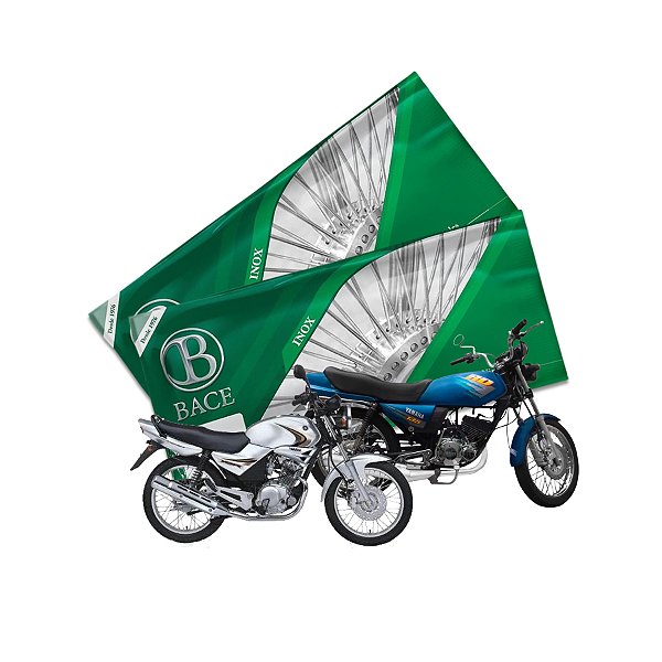 Jogo de Raios Aço Inox Polido 4mm Bace Dianteiro a Disco e Traseiro a Tambor Ybr 125 Ybr Factor 125 150 Rd 135