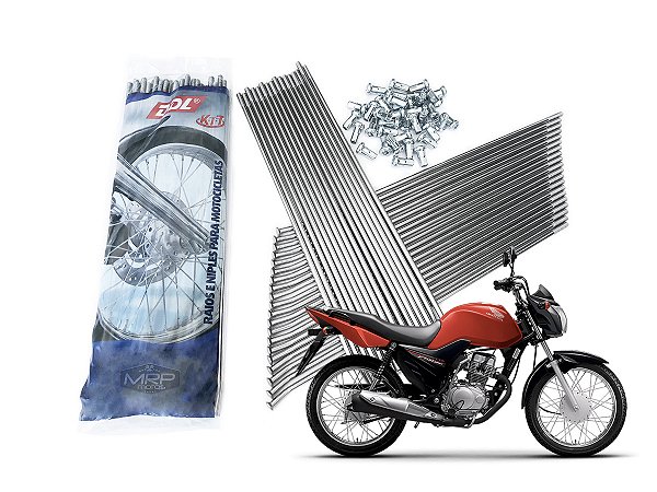 Jogo de Raios Aço Inox 4mm Ddl Dianteiro e Traseiro Cg Titan Fan 125 150 Freio A Disco