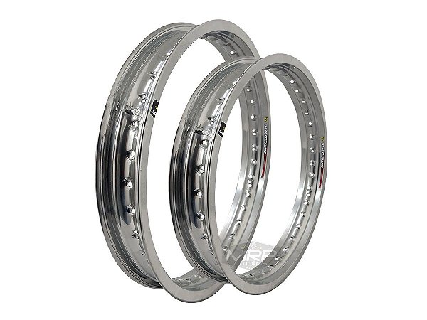 Par Aros em Alumínio Monaco 21x185 e 18x215 Lander Ténéré Dt Xre 300 Tornado Crf 230 Prata Cromado