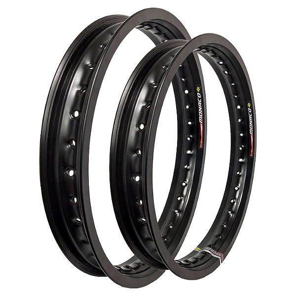 Par Aros em Alumínio Monaco 14x185 e 17x140 Biz 100 Biz 125 Pop 100 Pop 110 Preto Brilho