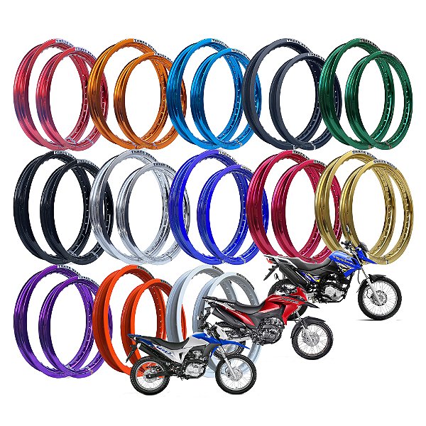 Par Aros em Alumínio Threeheads 19x185 e 17x215 Bros 125 150 160 Xre 190 Crosser 150