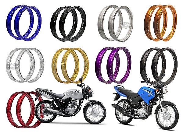 Par Aros em Alumínio Viper Street 18x185 e 18x215 Cg Titan Fan Start 125 150 160 Ybr Rd
