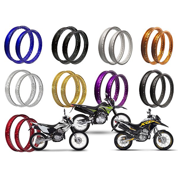 Par Aros em Alumínio Viper Street 21x185 e 18x215 Xre Sahara 300 Tornado 250 Crf 230 Lander Ténéré Xr Dt