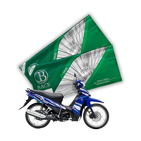 Jogo de Raios Aço Inox Polido 4mm Bace Dianteiro e Traseiro Crypton 115 Tambor Lona ou Disco