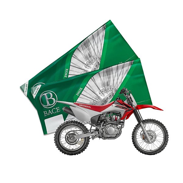 Jogo de Raios Aço Inox Polido 4mm Bace Dianteiro e Traseiro Crf 150 F