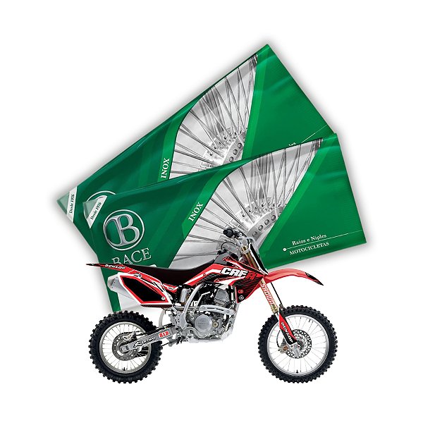 Jogo de Raios Aço Inox Polido 4mm Bace Dianteiro e Traseiro Crf 150 F