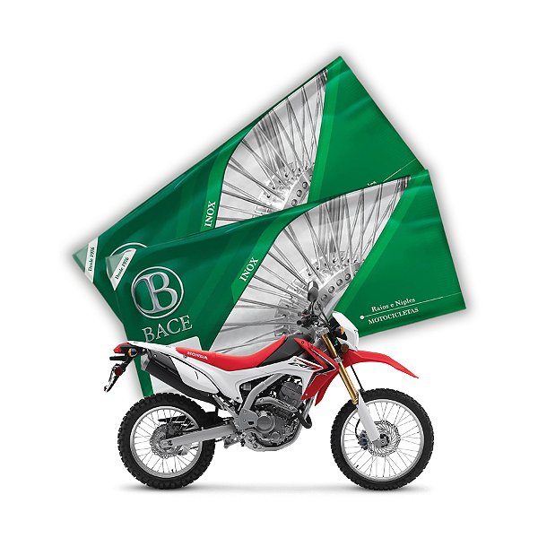 Jogo de Raios Aço Inox Polido 4mm Bace Dianteiro e Traseiro Crf 250 F