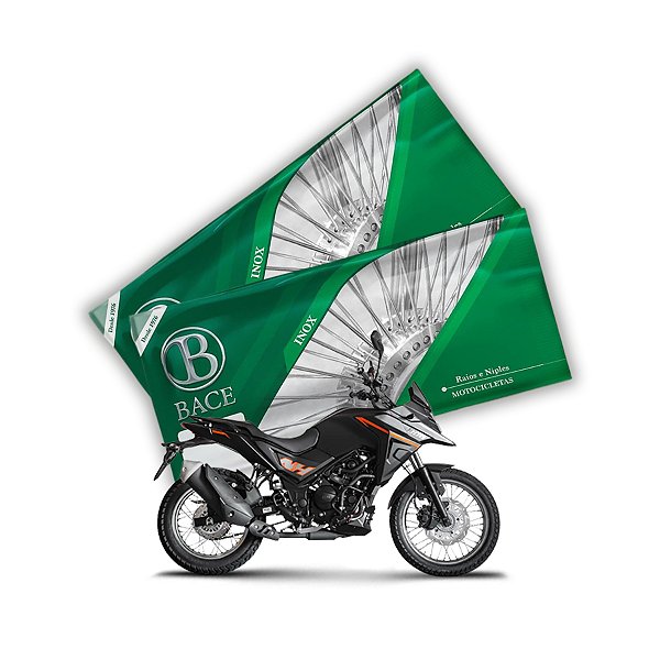 Jogo de Raios Aço Inox Polido 4mm Bace Dianteiro e Traseiro Nh 300