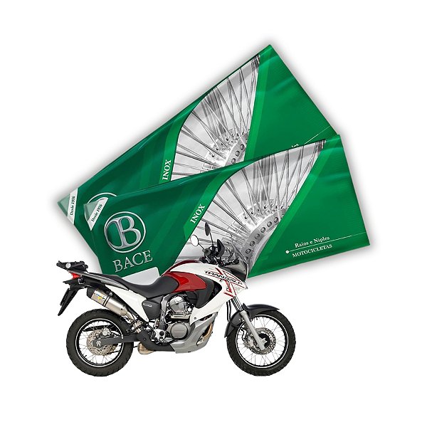 Jogo de Raios Aço Inox Polido 4mm Bace Dianteiro e Traseiro Xl 700 Transalp