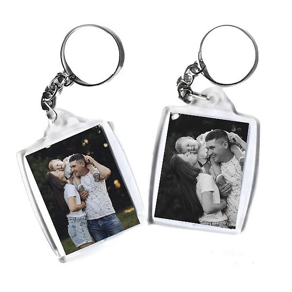 CHAVEIRO ACRILICO RETANGULAR 3X4 C/ 2 FOTOS PERSONALIZADO