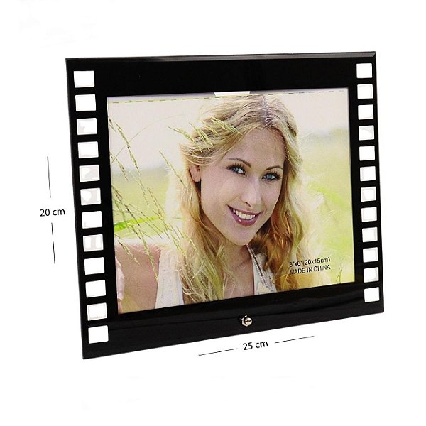 Porta Retrato de Vidro 15x20 Design de Filme Preto