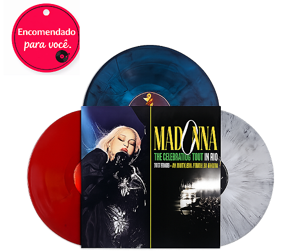 Vinil Madonna 3Xlp The Celebration Tour In Rio (Red, Blue & White Marble) With Extras ( Leia Descrição) Unnoficial