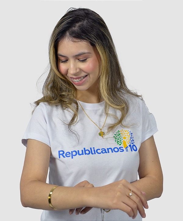 Camiseta Premium Branca Republicanos10- Feminina