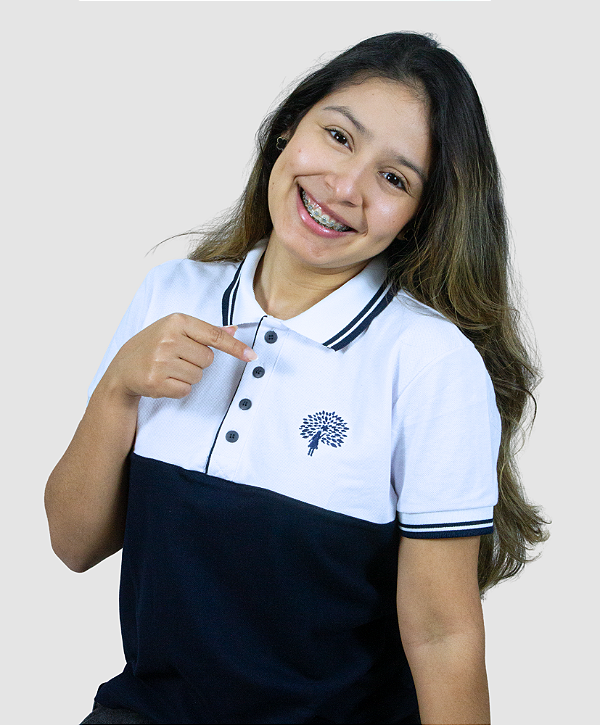 Camisa Polo Feminina - Azul e Branco