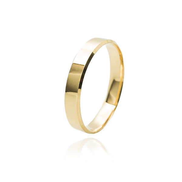 Aliança Ouro 10k 416 Reta e Chanfrada 3,5mm
