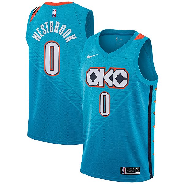 Camisa NBA Oklahoma City Thunder Azul Turquesa Nº0 WESTBROOK - Baskethouse