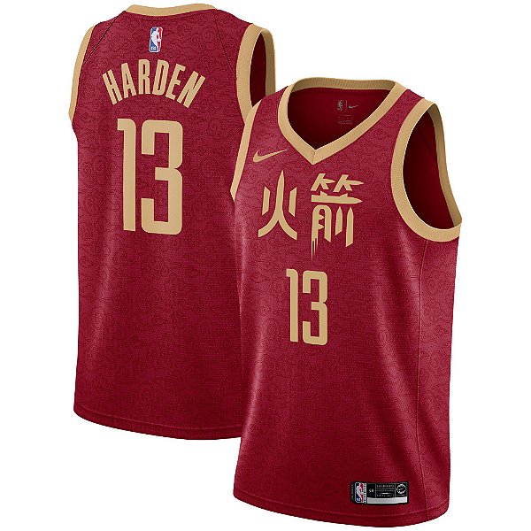 Camisa NBA Houston Rockets City Edition Vermelha Nº13 Harden - Baskethouse