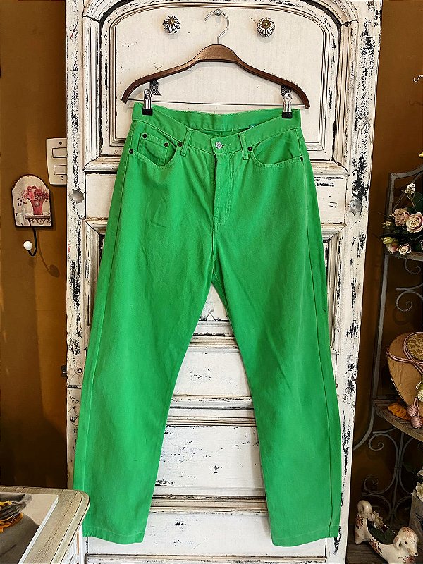 Calça Jeans Verde Botões (44)