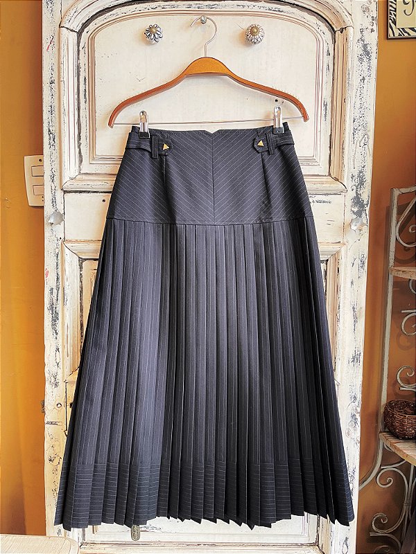 Saia Midi Vintage Plissada General Modas (P)