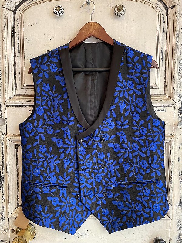 Colete estampado preto florido (G)