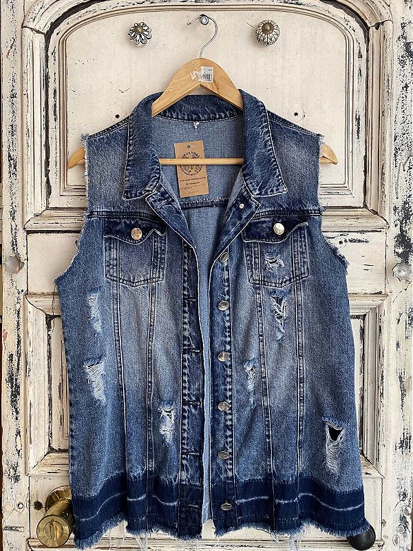 Colete Jeans Destroyed, Mix Jeans (G)