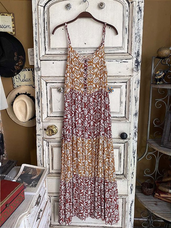 Vestido longo estampado Tennis (P)