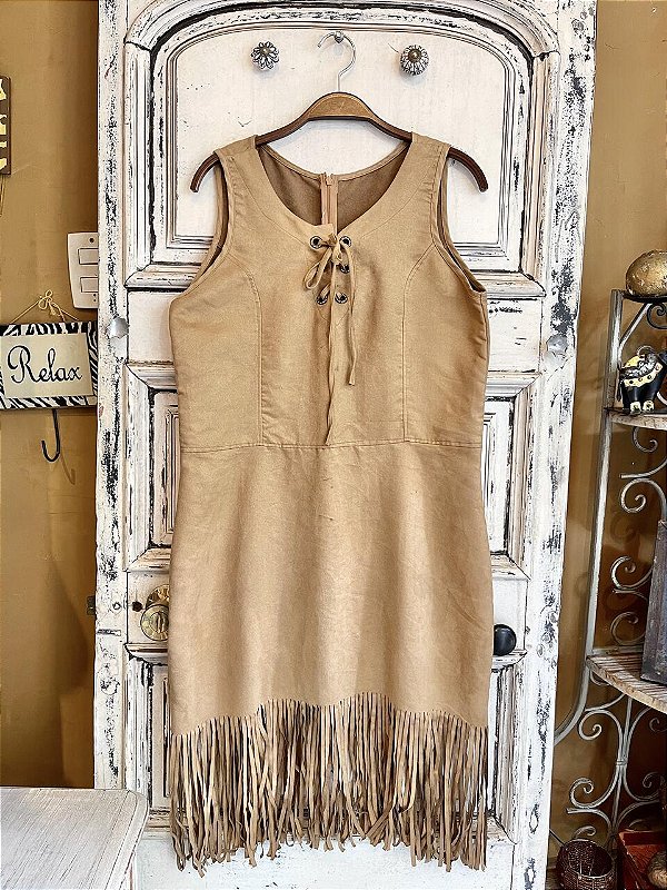 Vestido Curto Camurça Franjas (G)