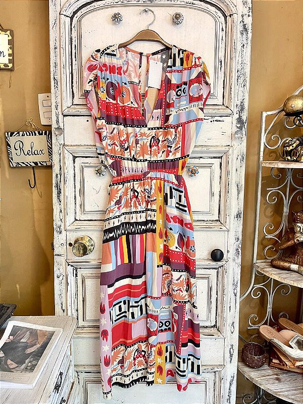 Vestido Longo Estampado Cantão (P)