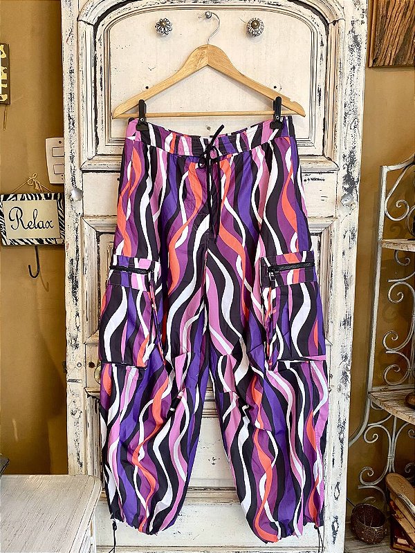 Calça Estampada de Nylon NV+Triya (36)
