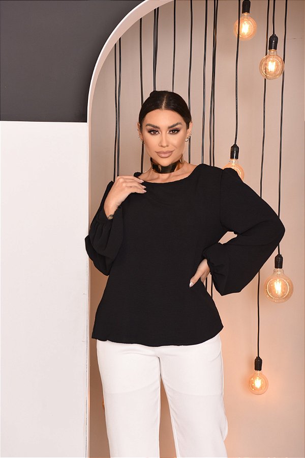 Blusa Manga Longa Emily Preta