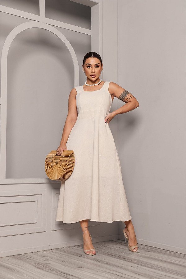 Vestido Linho Lara Nude