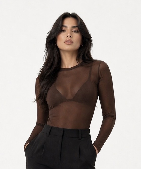 Body Tule Marrom