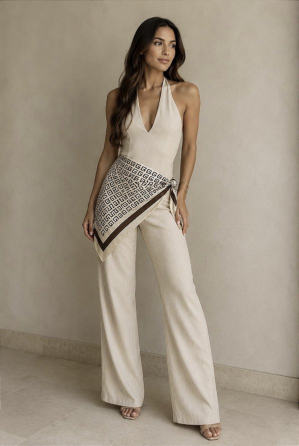 Lenço Estampado Nude