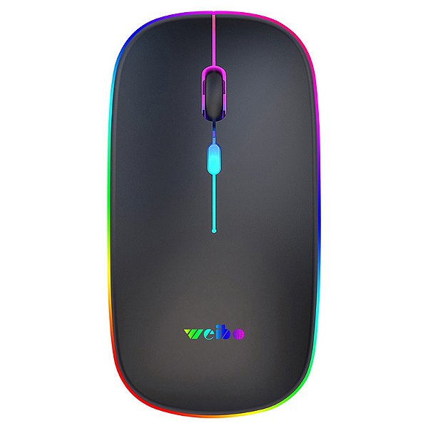 Mouse Sem Fio Recarregável, RGB, USB, 2.4GHz