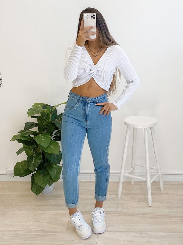 cropped tricô babe white