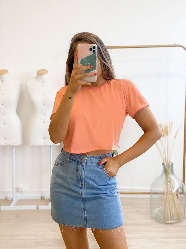 t-shirt cropped basic pêssego