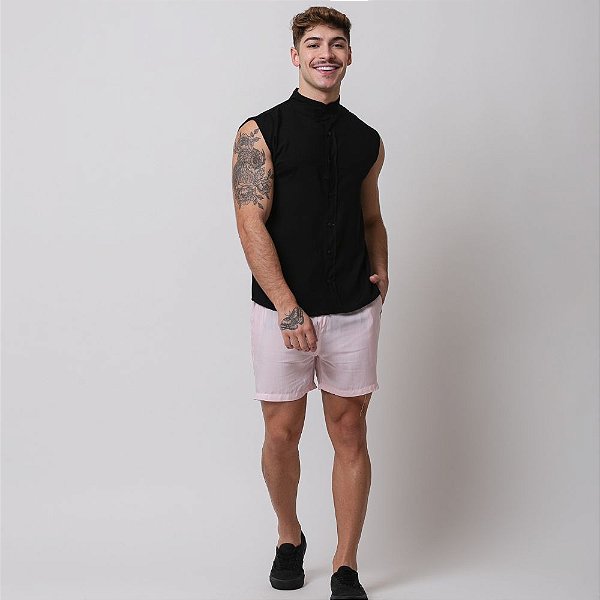 Regata Viscose Gola Padre Preto