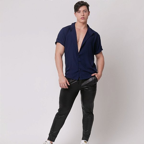 Camisa Viscolinho Azul Marinho