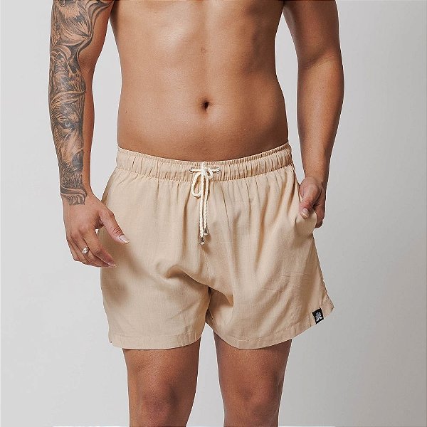 Shorts Viscolinho Bege Escuro