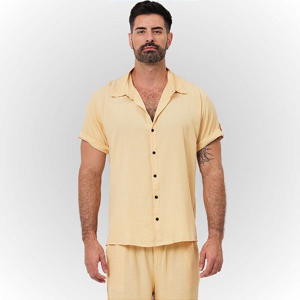 Camisa Viscolinho Palha